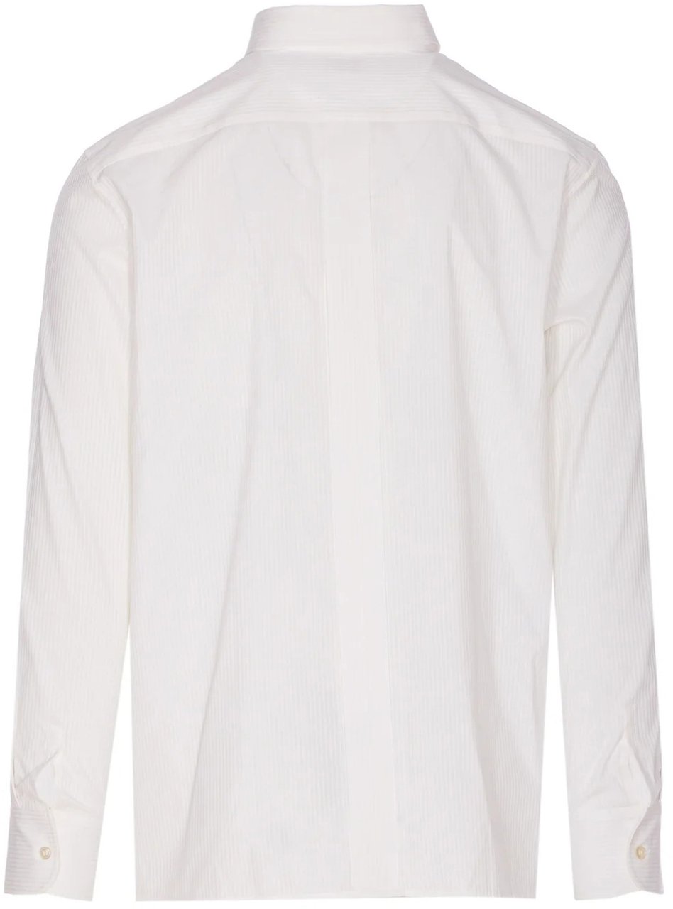 Saint Laurent White Long-Sleeve Pinstripe Cotton Shirt Wit