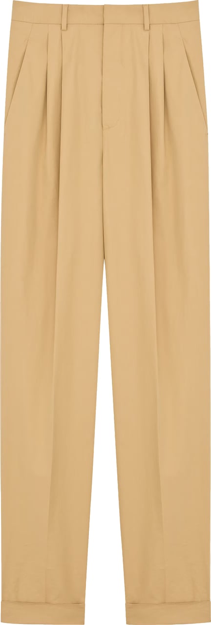 Saint Laurent Neutral Pantaloni Slim-Fit Tailored Trousers Bruin
