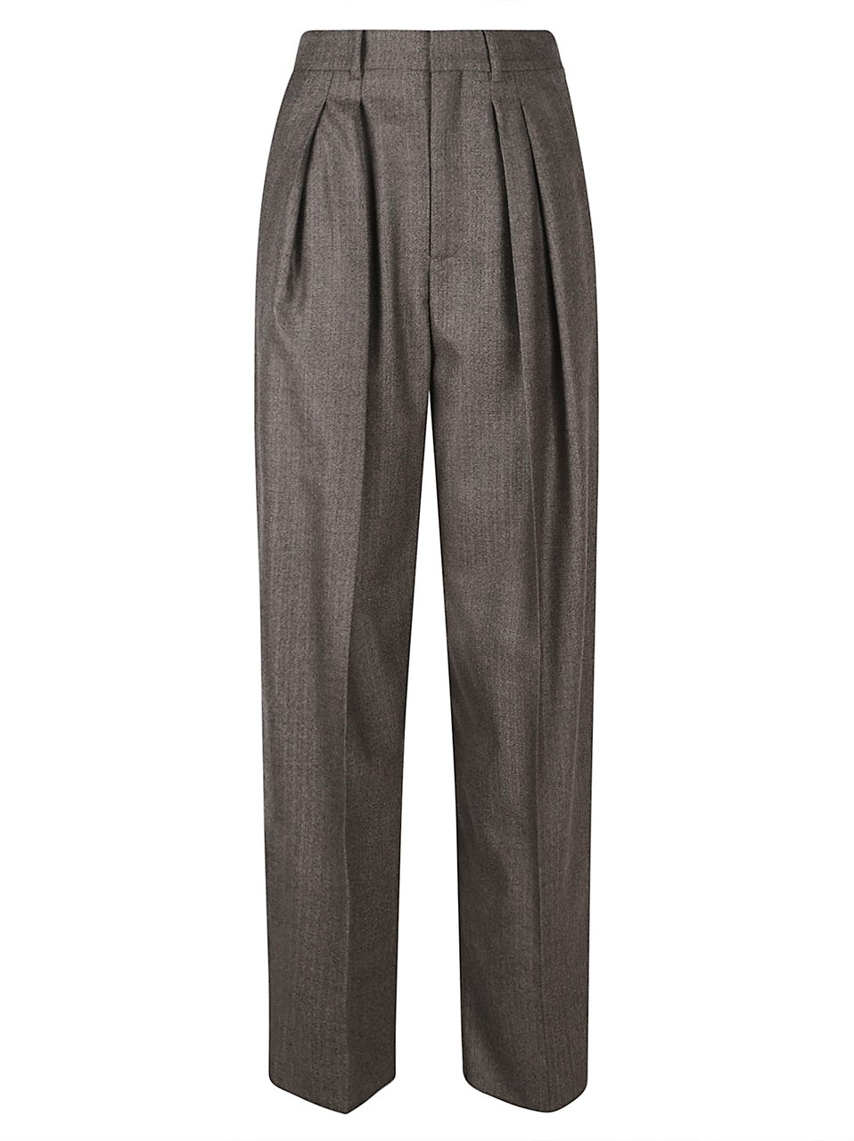 Saint Laurent Wool Wool Pleated Wide-Leg Pants Grijs