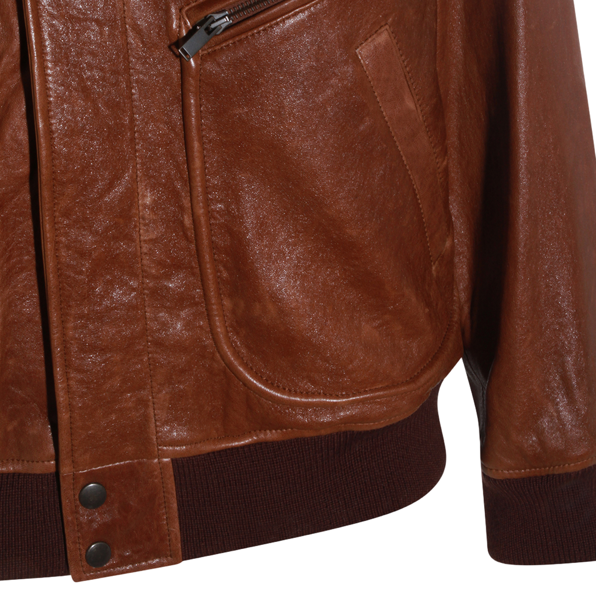 Saint Laurent Rich Brown Leather Jacket With Textured Finish Bruin