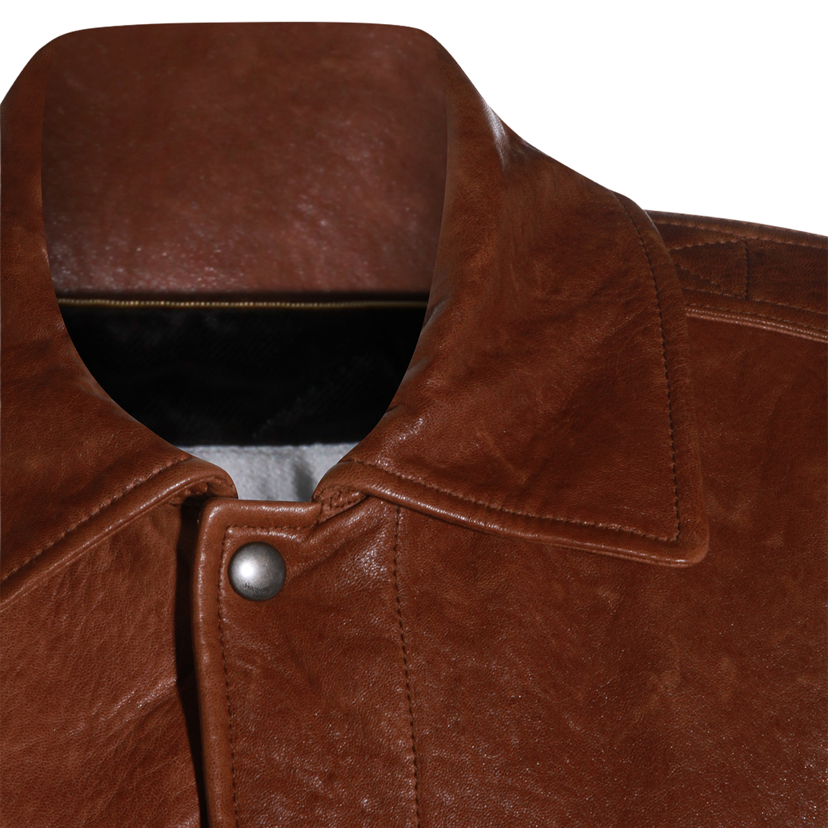 Saint Laurent Rich Brown Leather Jacket With Textured Finish Bruin