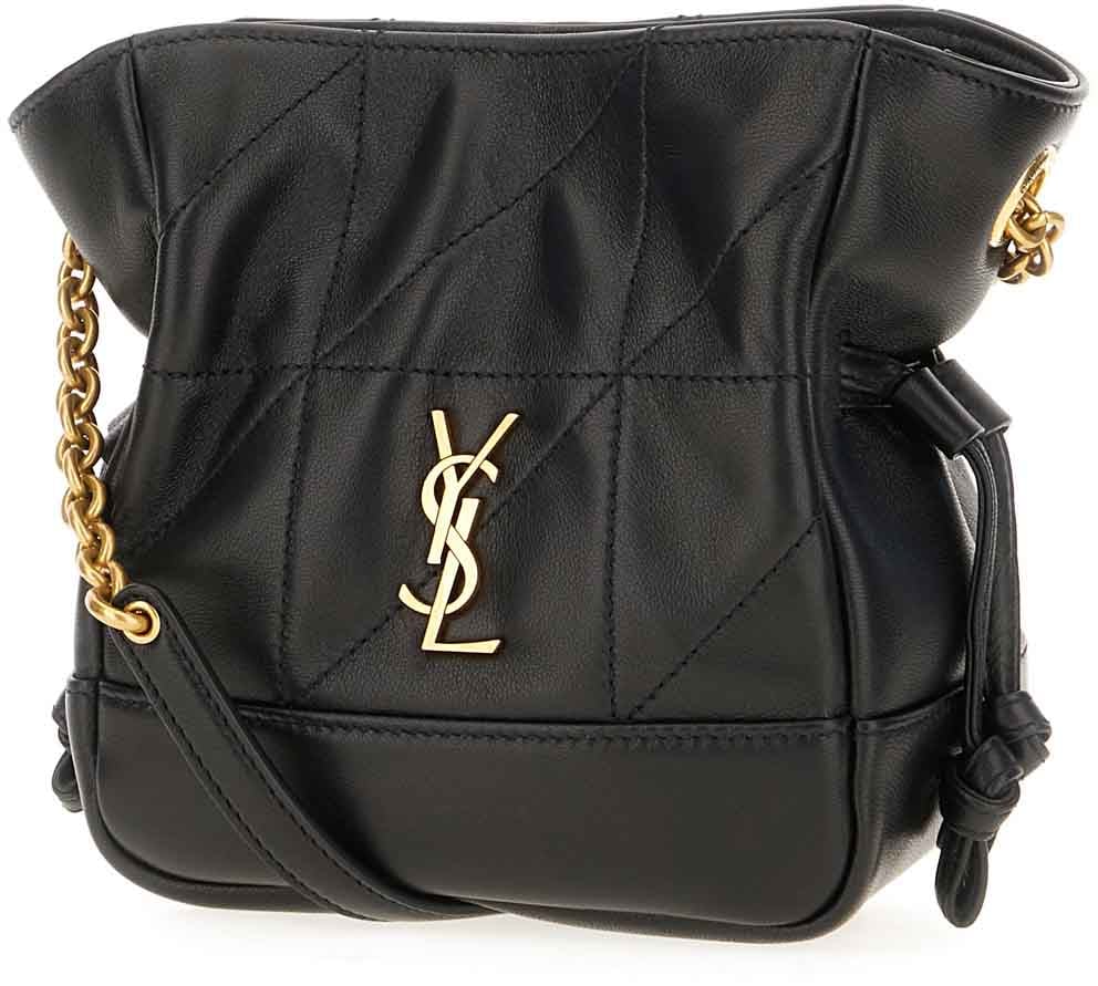 Saint Laurent Saint Laurent Black leather mini Jamie bucket bag Zwart