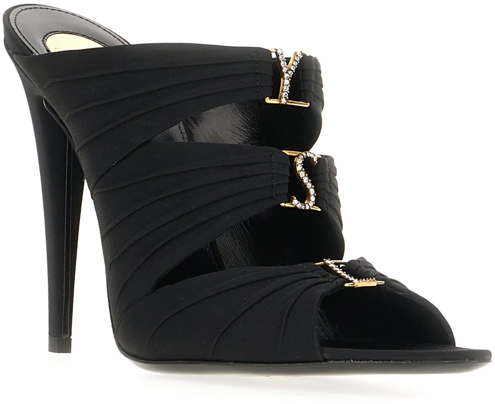 Saint Laurent Saint Laurent Black viscose blend Emilie mules Zwart