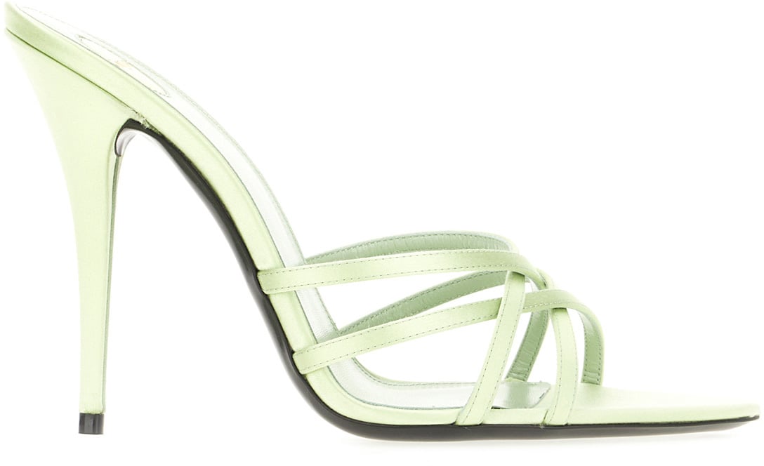 Saint Laurent Saint Laurent Pastel green fabric sandals Groen