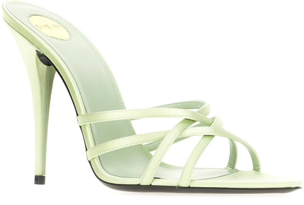 Saint Laurent Saint Laurent Pastel green fabric sandals Groen