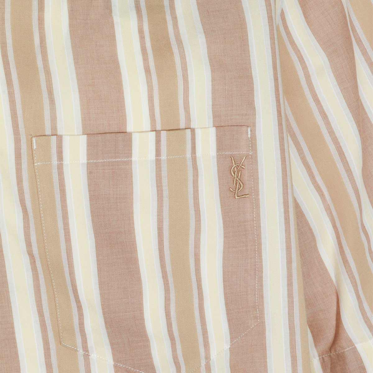 Saint Laurent Beige Cotton Striped Casual Shirt Neutraal