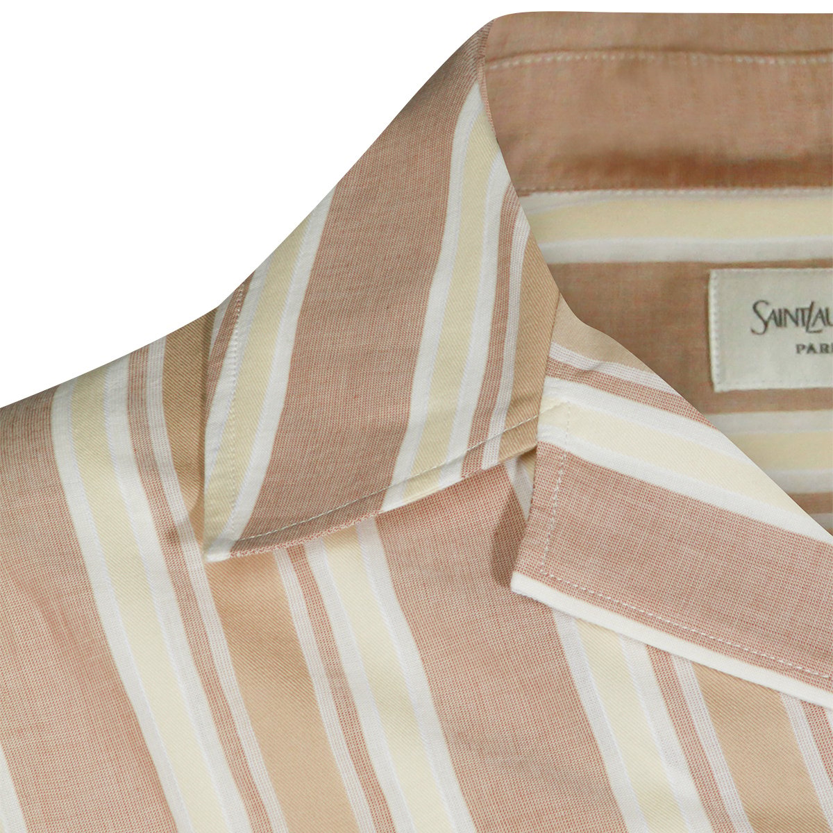 Saint Laurent Beige Cotton Striped Casual Shirt Neutraal