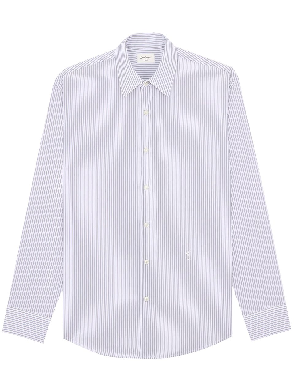 Saint Laurent Cassandre Long-Sleeve Stripe Shirt Wit