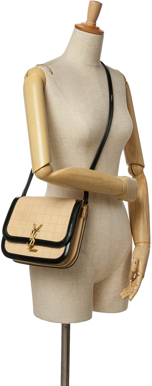 Saint Laurent Medium Quilted Suede Monogram Solferino Crossbody Bruin