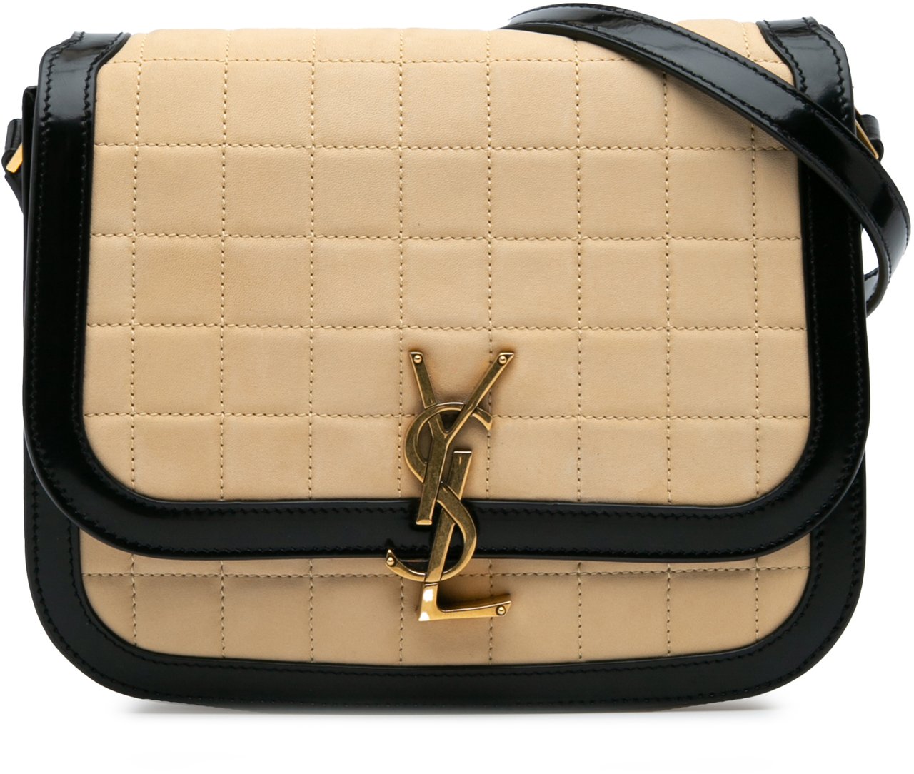 Saint Laurent Medium Quilted Suede Monogram Solferino Crossbody Bruin