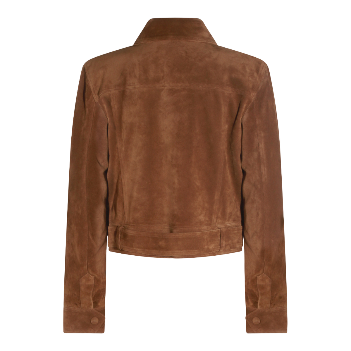 Saint Laurent Brown Suede Jacket with Classic Collar Bruin