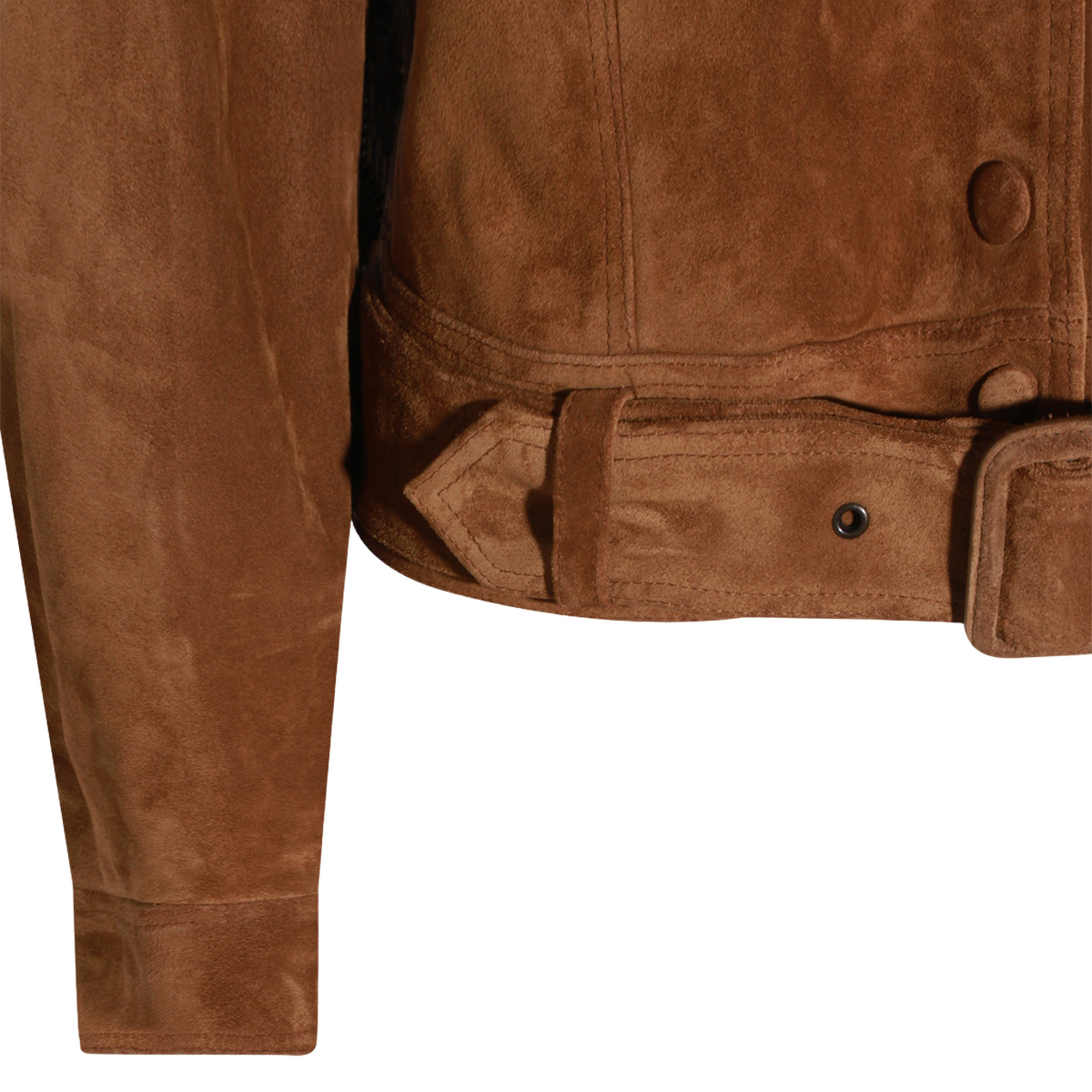Saint Laurent Brown Suede Jacket with Classic Collar Bruin