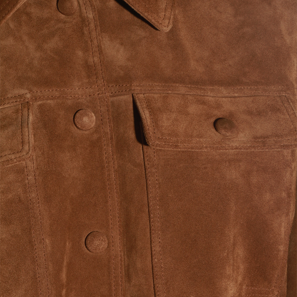 Saint Laurent Brown Suede Jacket with Classic Collar Bruin