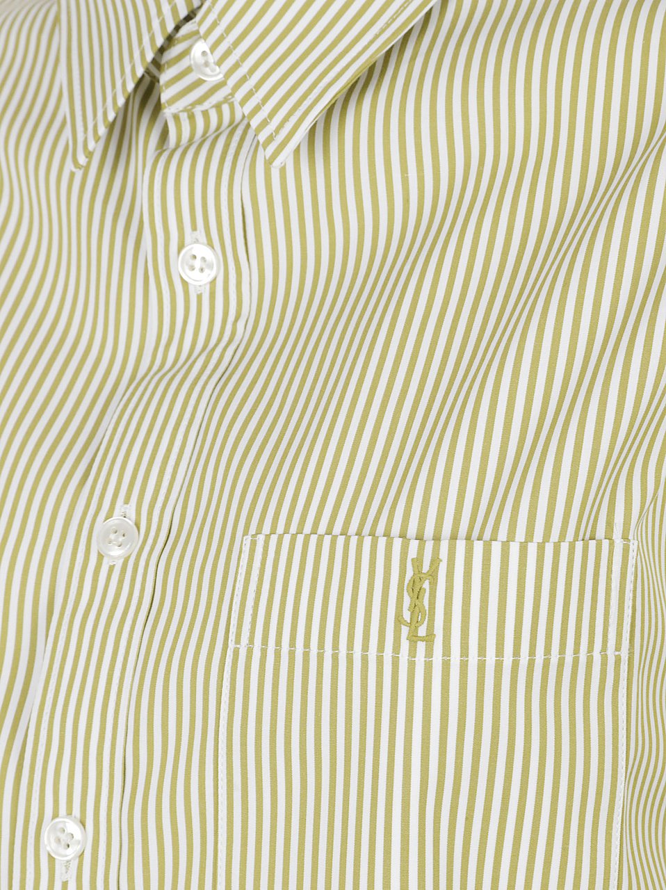 Saint Laurent Vertical Stripe Cotton Poplin Shirt Neutraal