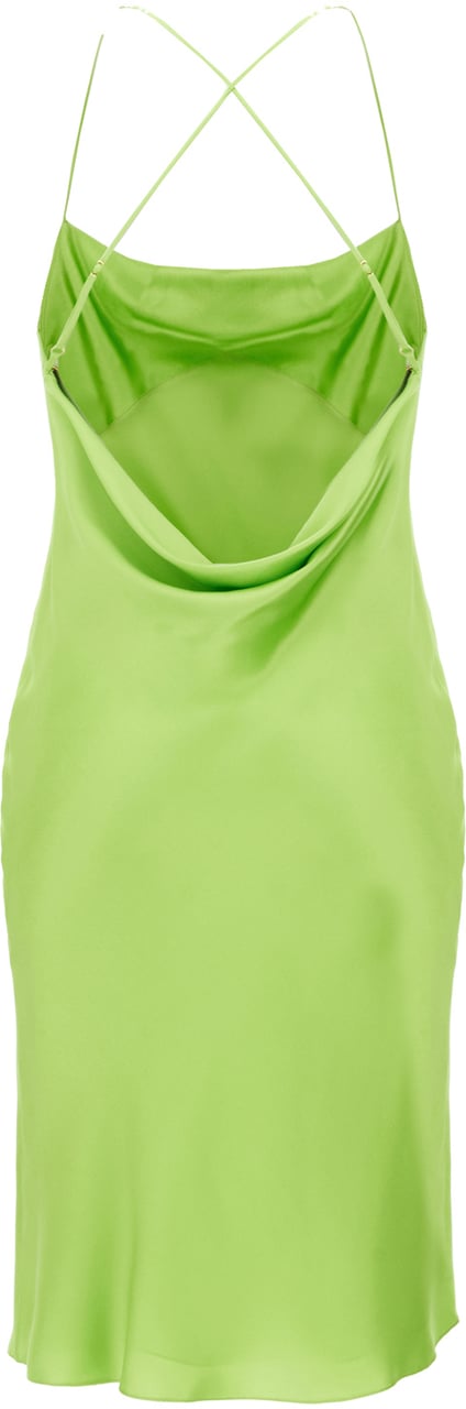 Saint Laurent Saint Laurent Lime green silk mini dress Groen
