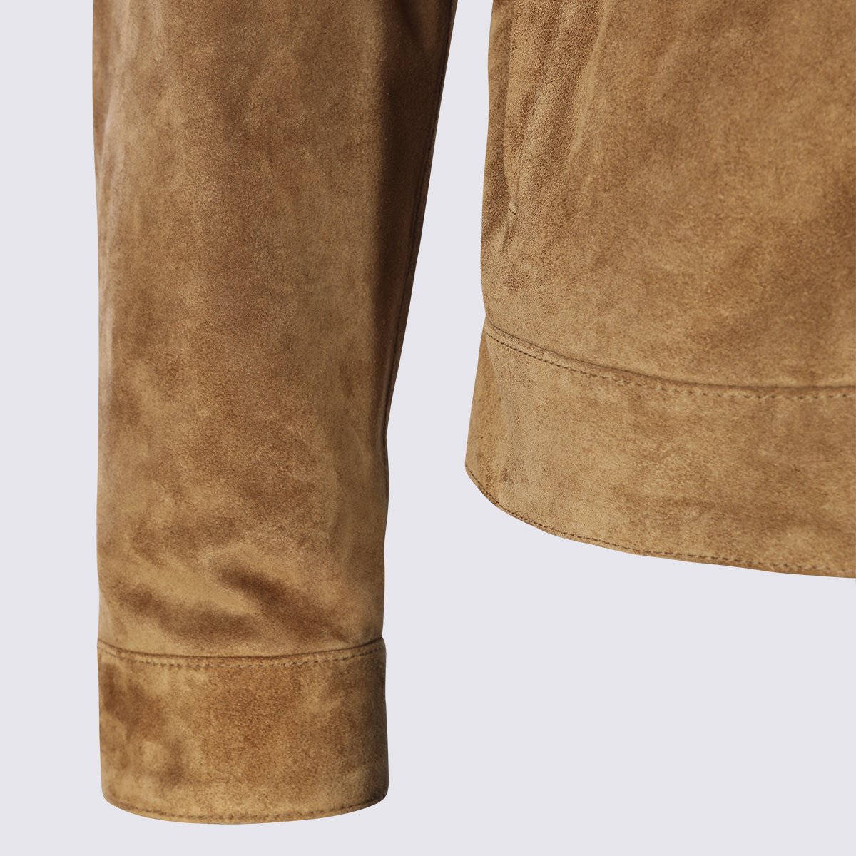 Saint Laurent Classic Brown Suede Jacket With Structured Collar And Snap Buttons Bruin