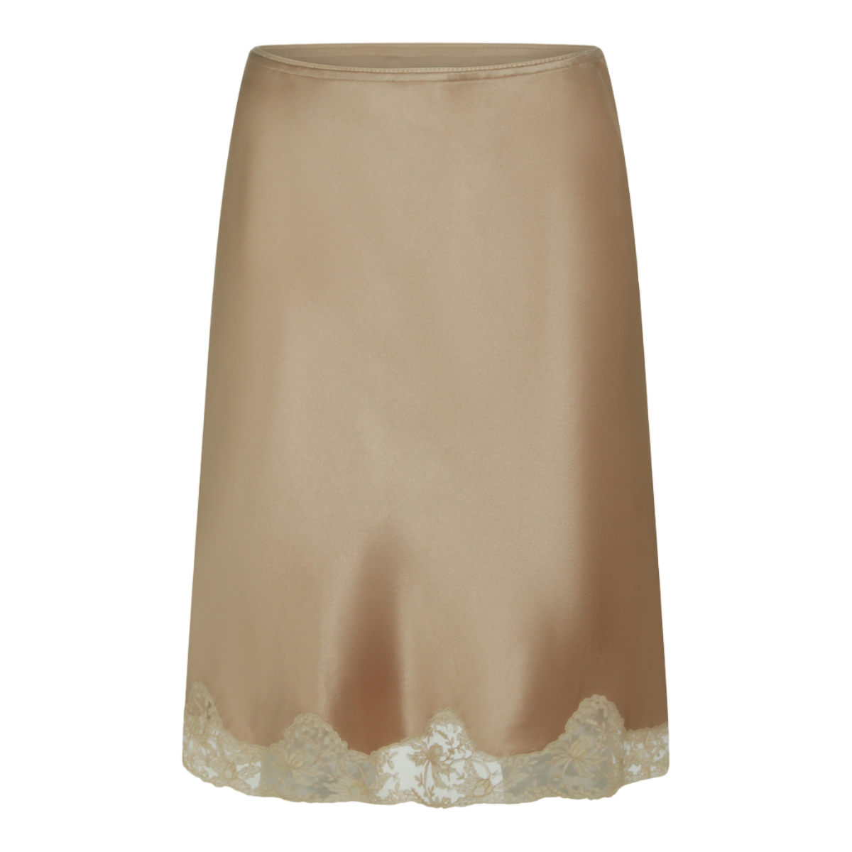 Saint Laurent Straight Silhouette Skirt With Lace Trim Neutraal