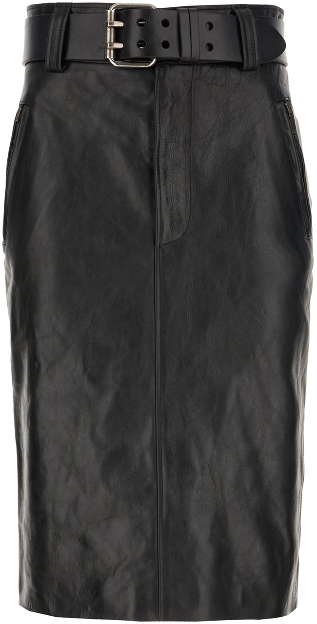 Saint Laurent Saint Laurent Black leather skirt Zwart