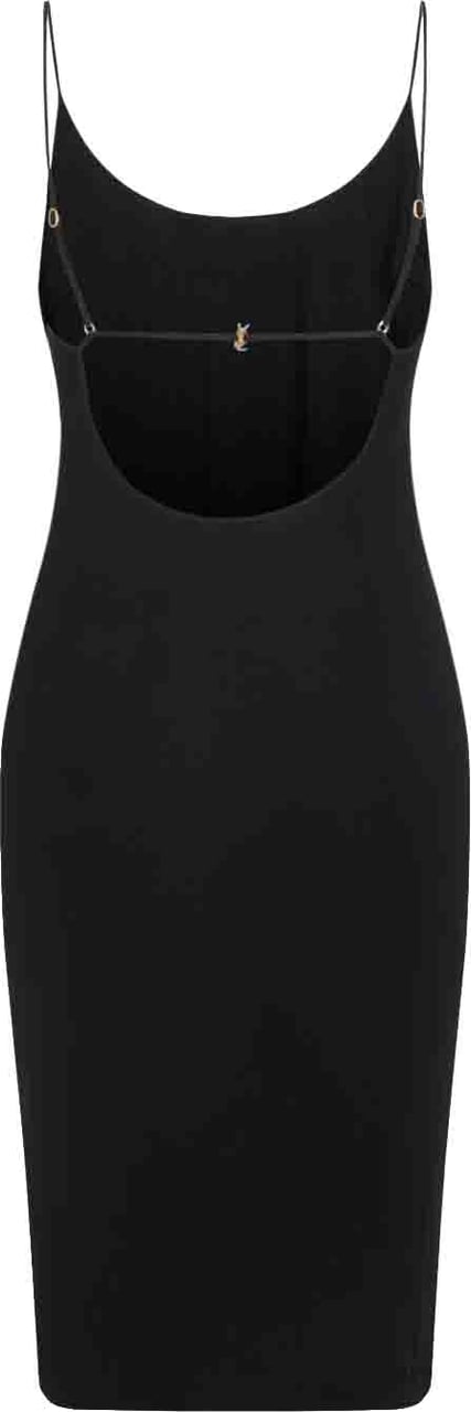 Saint Laurent Open-Back Cassandre Knit Dress Divers