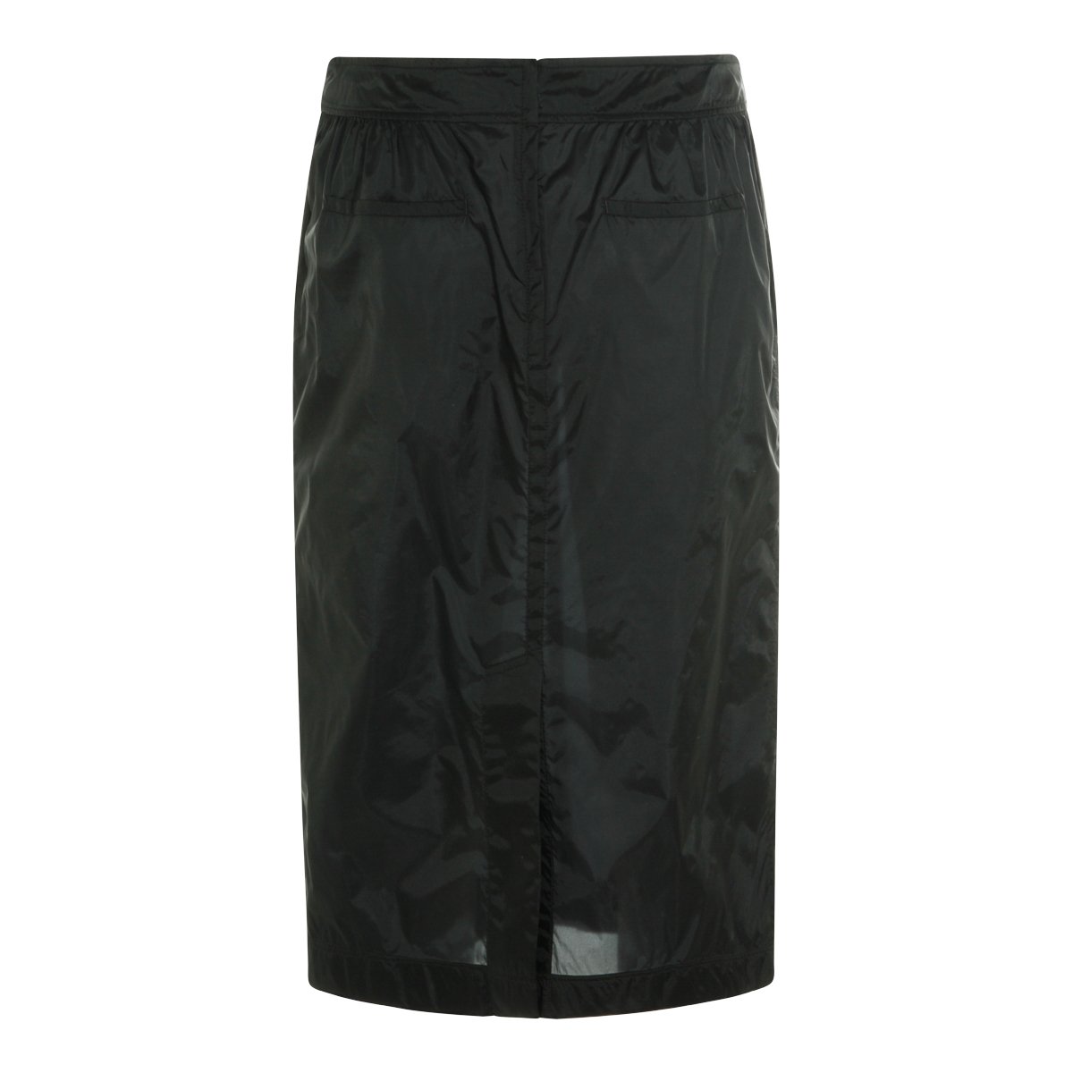 Saint Laurent Knee-Length Black Skirt With Subtle Gathered Waistband Zwart