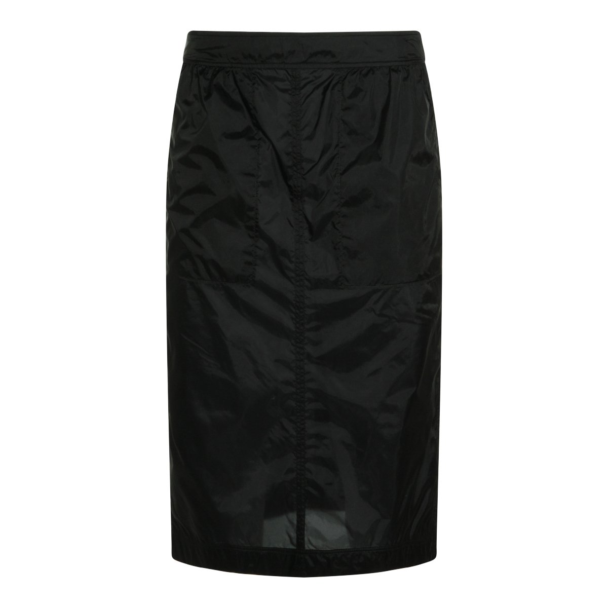 Saint Laurent Knee-Length Black Skirt With Subtle Gathered Waistband Zwart
