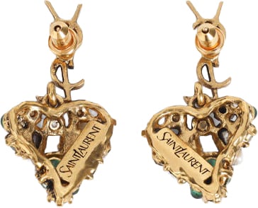 Saint Laurent Heart Pendant Hammered Cassandre Earrings Divers