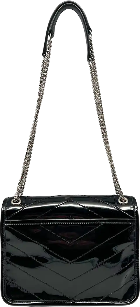 Saint Laurent Saint Laurent Niki Baby shoulder bag in black patent leather / very good Zwart
