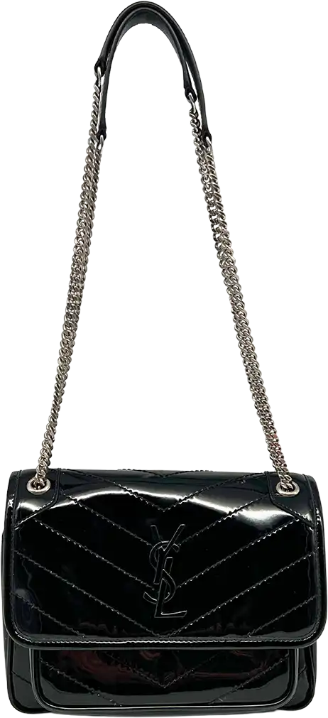 Saint Laurent Saint Laurent Niki Baby shoulder bag in black patent leather / very good Zwart