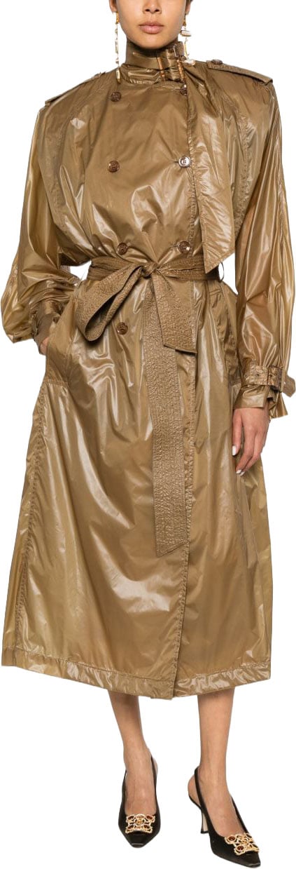 Saint Laurent Coats Brown Beige