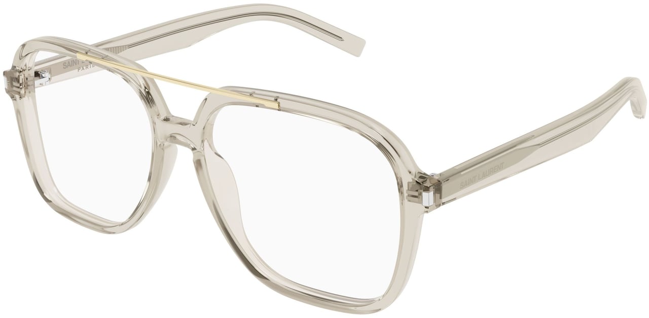 Saint Laurent Translucent Square Frame Sunglasses With Gold Accent Wit