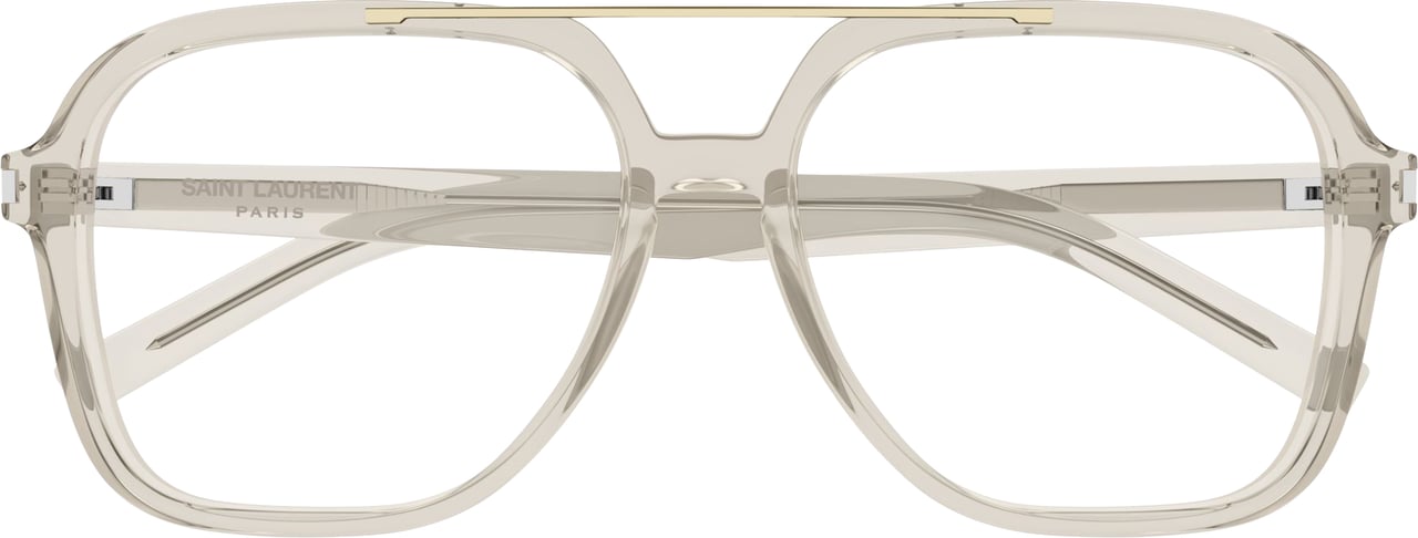 Saint Laurent Translucent Square Frame Sunglasses With Gold Accent Wit