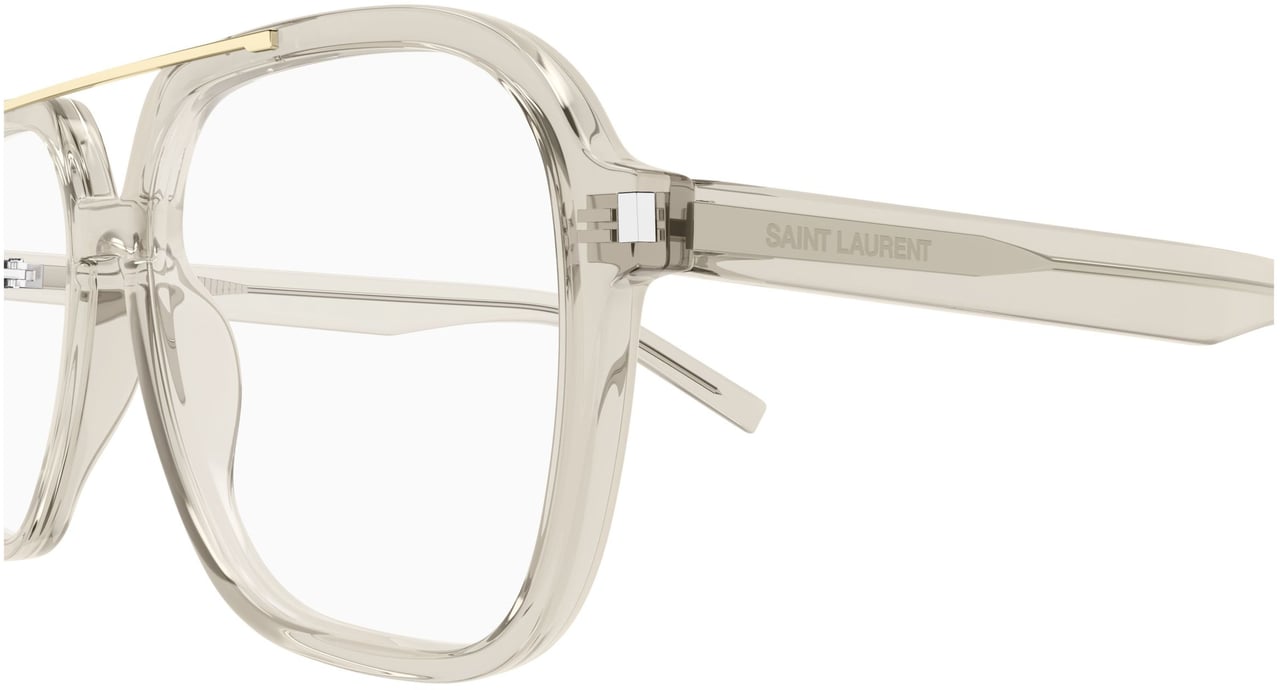 Saint Laurent Translucent Square Frame Sunglasses With Gold Accent Wit