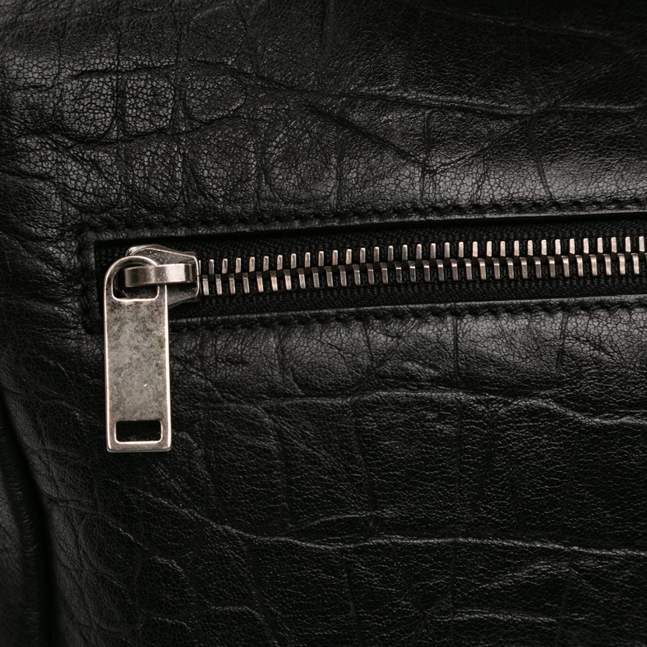 Saint Laurent Medium Croc Embossed Calfskin Monogram West Hollywood Crossbody Zwart