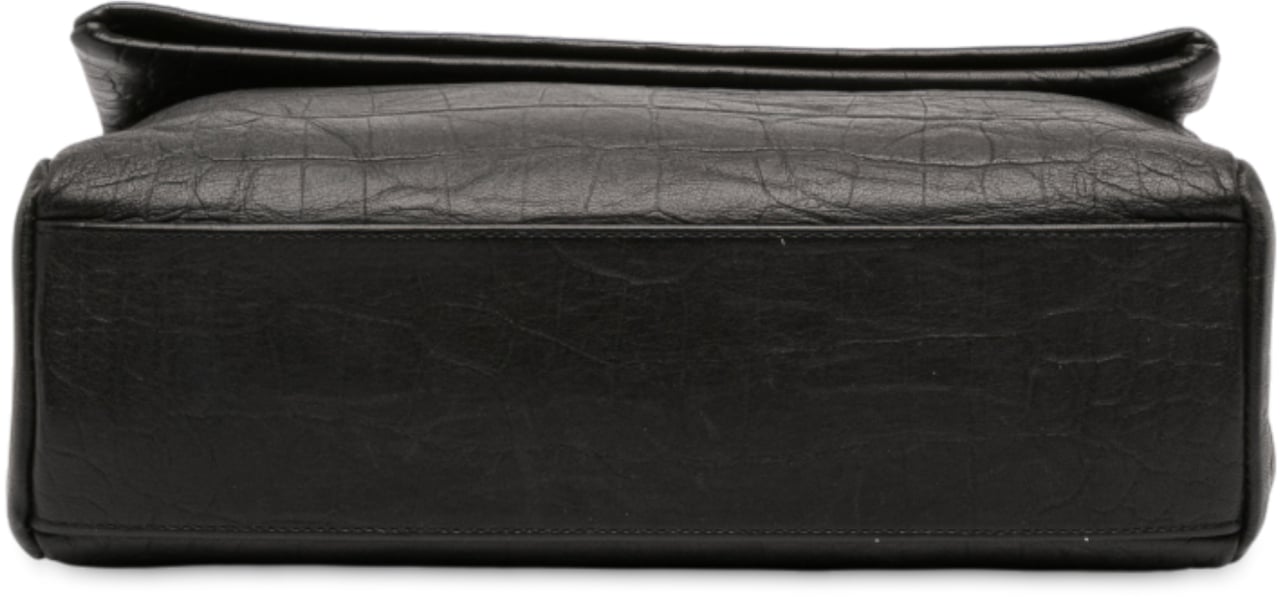 Saint Laurent Medium Croc Embossed Calfskin Monogram West Hollywood Crossbody Zwart