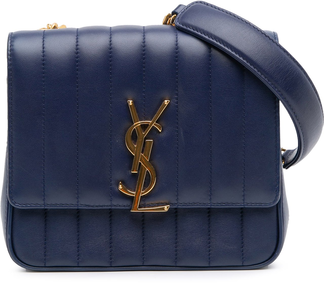 Saint Laurent Medium Lambskin Monogram Vicky Chain Bag Blauw