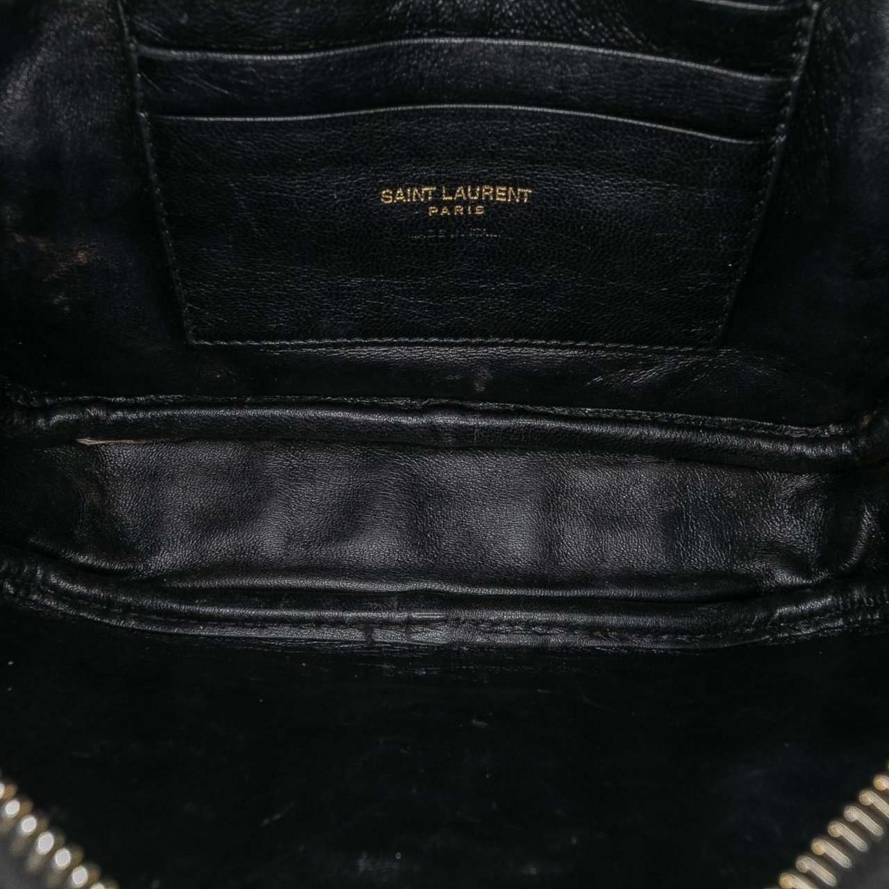 Saint Laurent Mini Croc Embossed Patent Monogram Lou Camera Bag Zwart