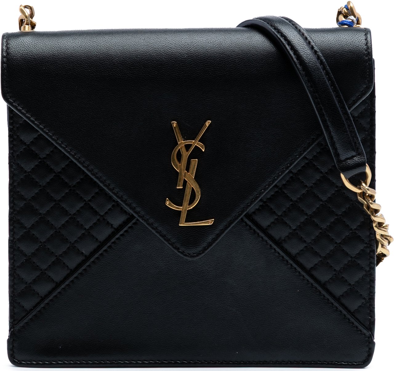 Saint Laurent Quilted Lambskin Gaby Square Shoulder Bag Zwart