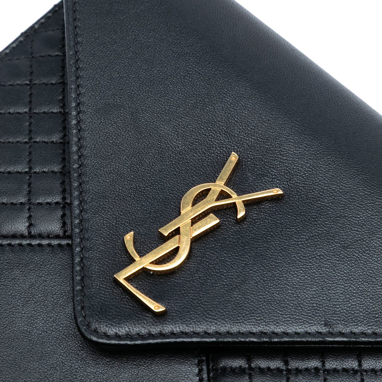 Saint Laurent Quilted Lambskin Gaby Square Shoulder Bag Zwart