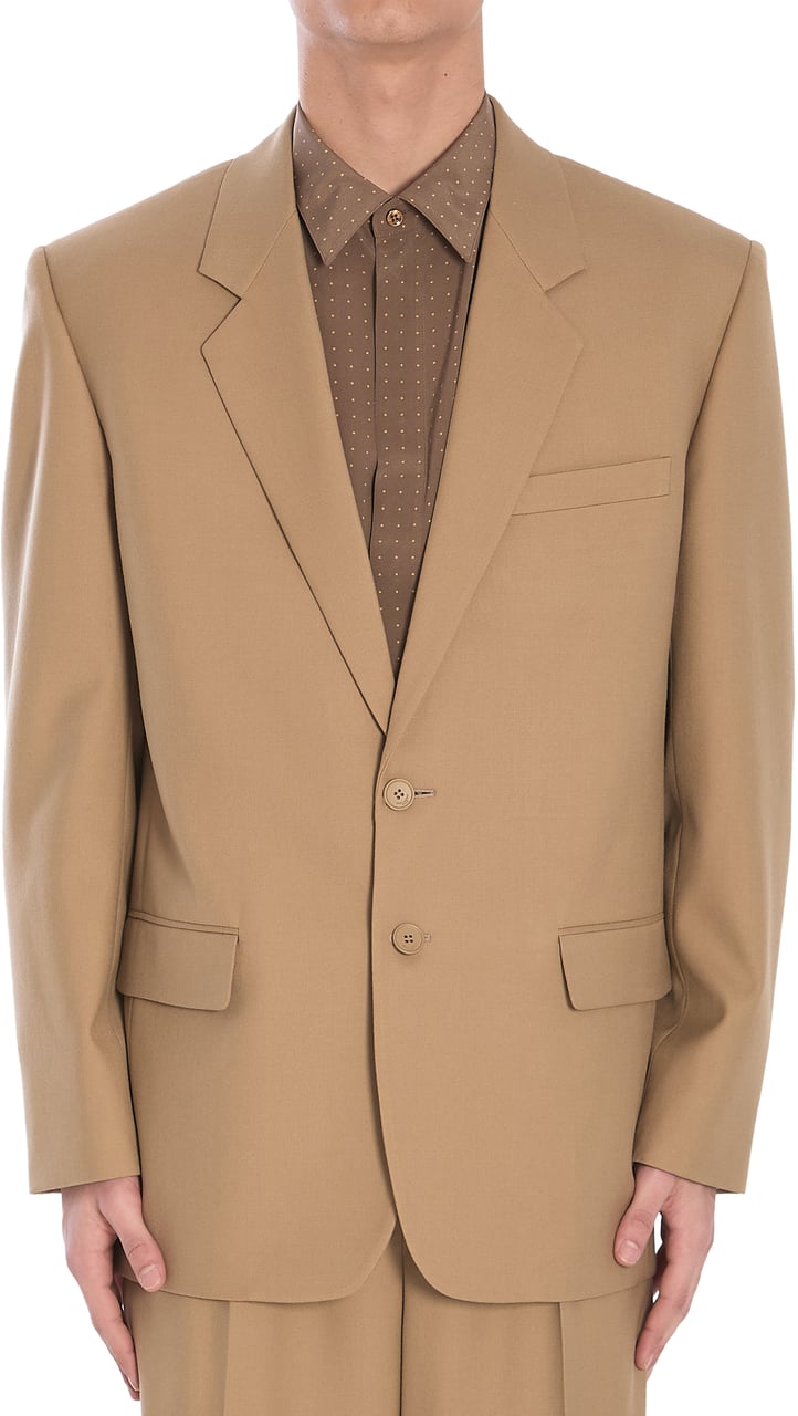 Saint Laurent Single-breasted wool Blazer Beige