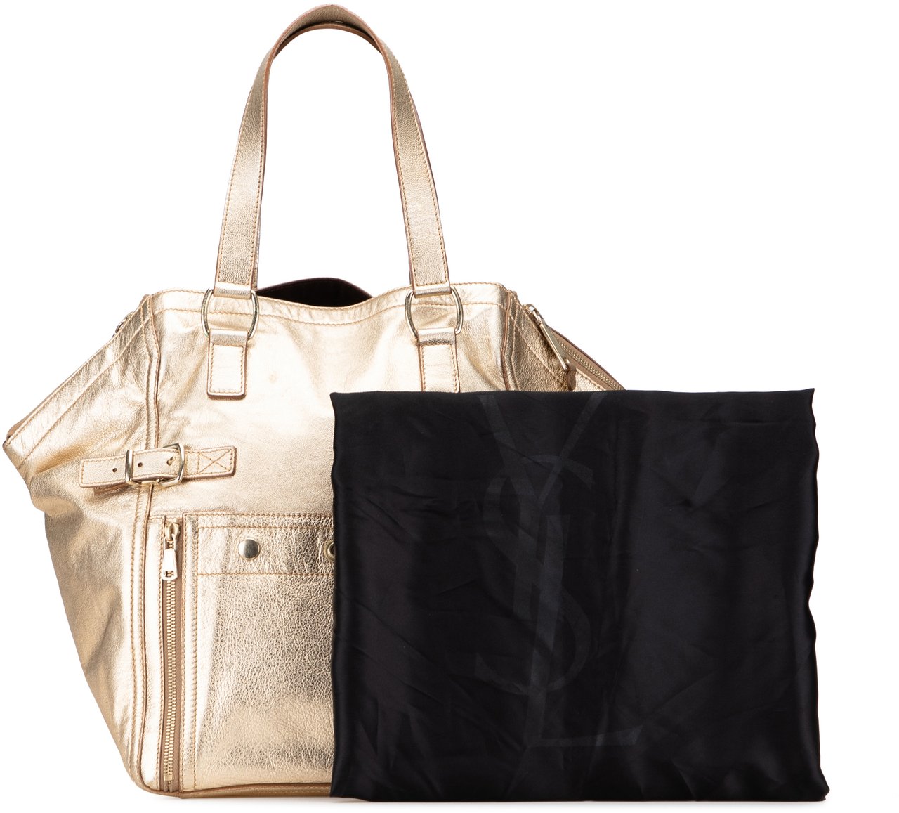 Saint Laurent Medium Leather Downtown Tote Goud