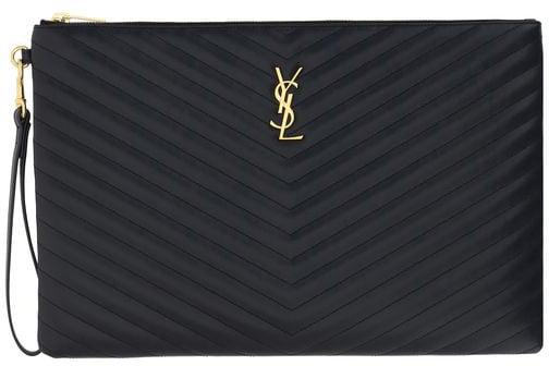 Saint Laurent Saint Laurent Black Calf Leather Bos Taurus Clutch Bag Zwart