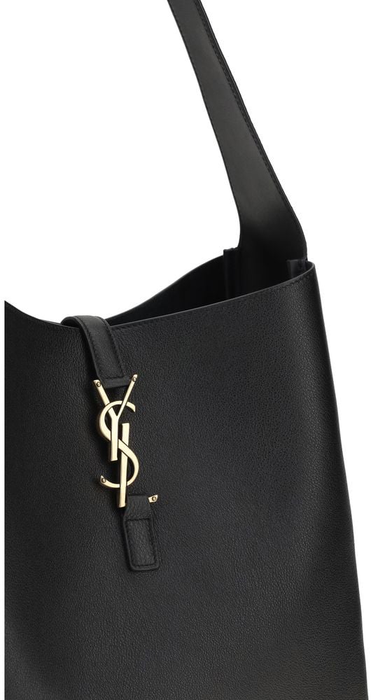 Saint Laurent Saint Laurent Black Calf Leather Bos Taurus Shoulder Bag Zwart