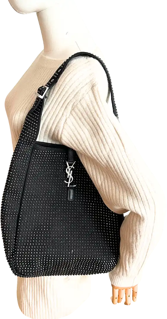 Saint Laurent Saint Laurent medium hobo bag LE 5 À 7 black rivets / mint condition Zwart