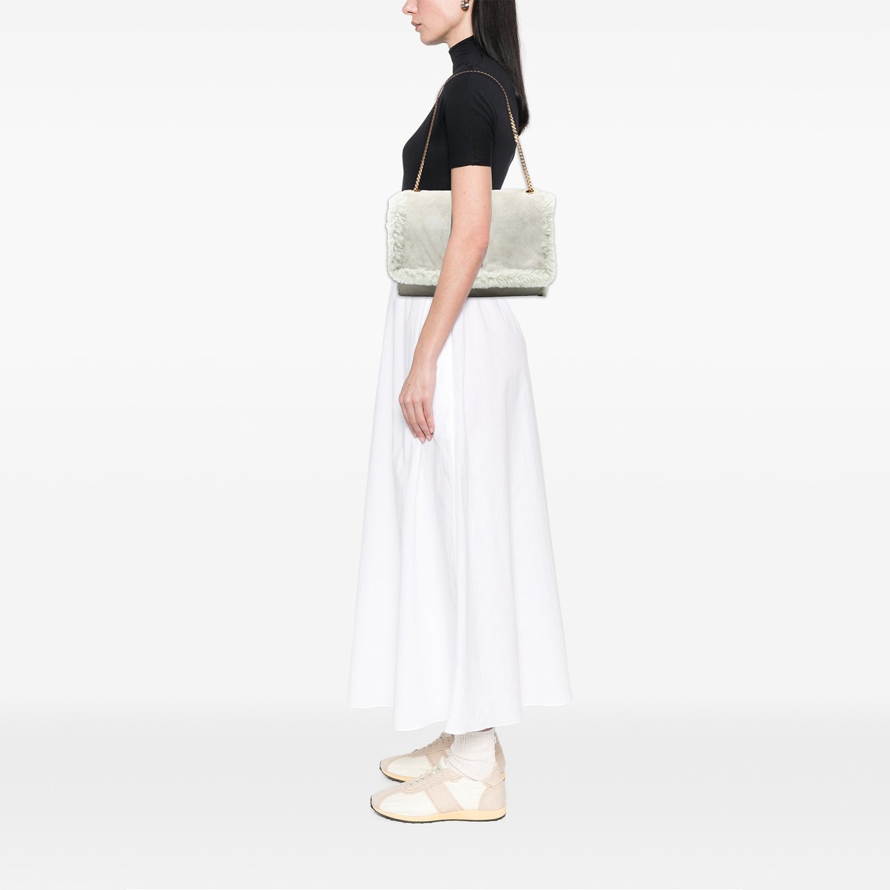 Saint Laurent Medium Shearling Monogram Kate Reversible Shoulder Bag Grijs