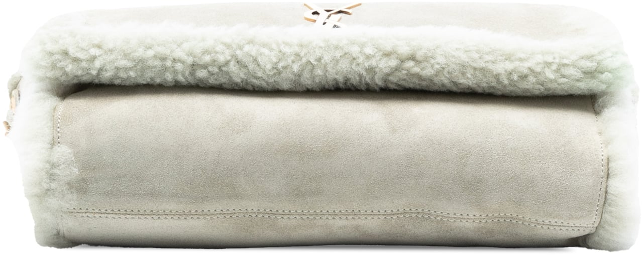 Saint Laurent Medium Shearling Monogram Kate Reversible Shoulder Bag Grijs