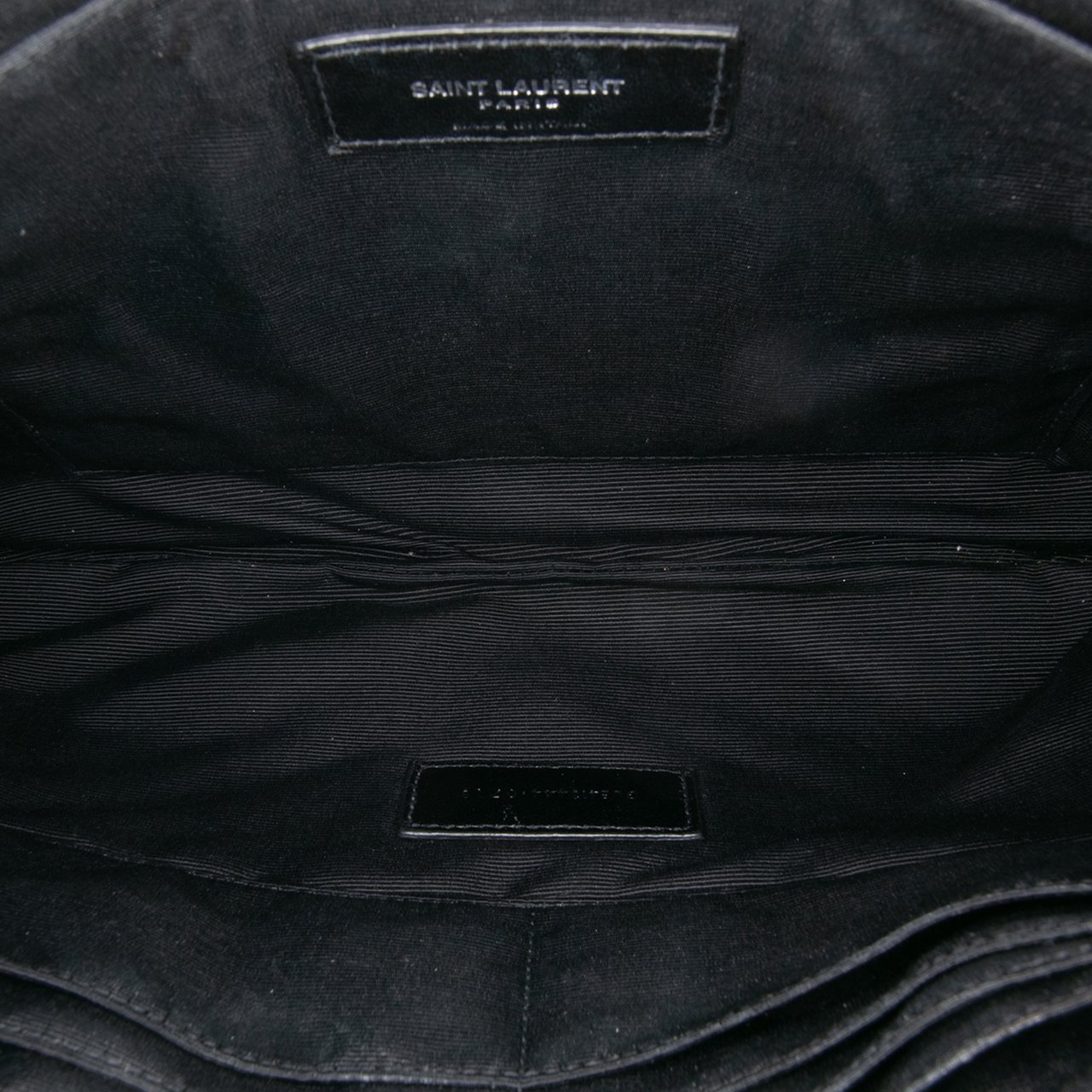 Saint Laurent Calfskin Matelasse Monogram Document Holder Zwart