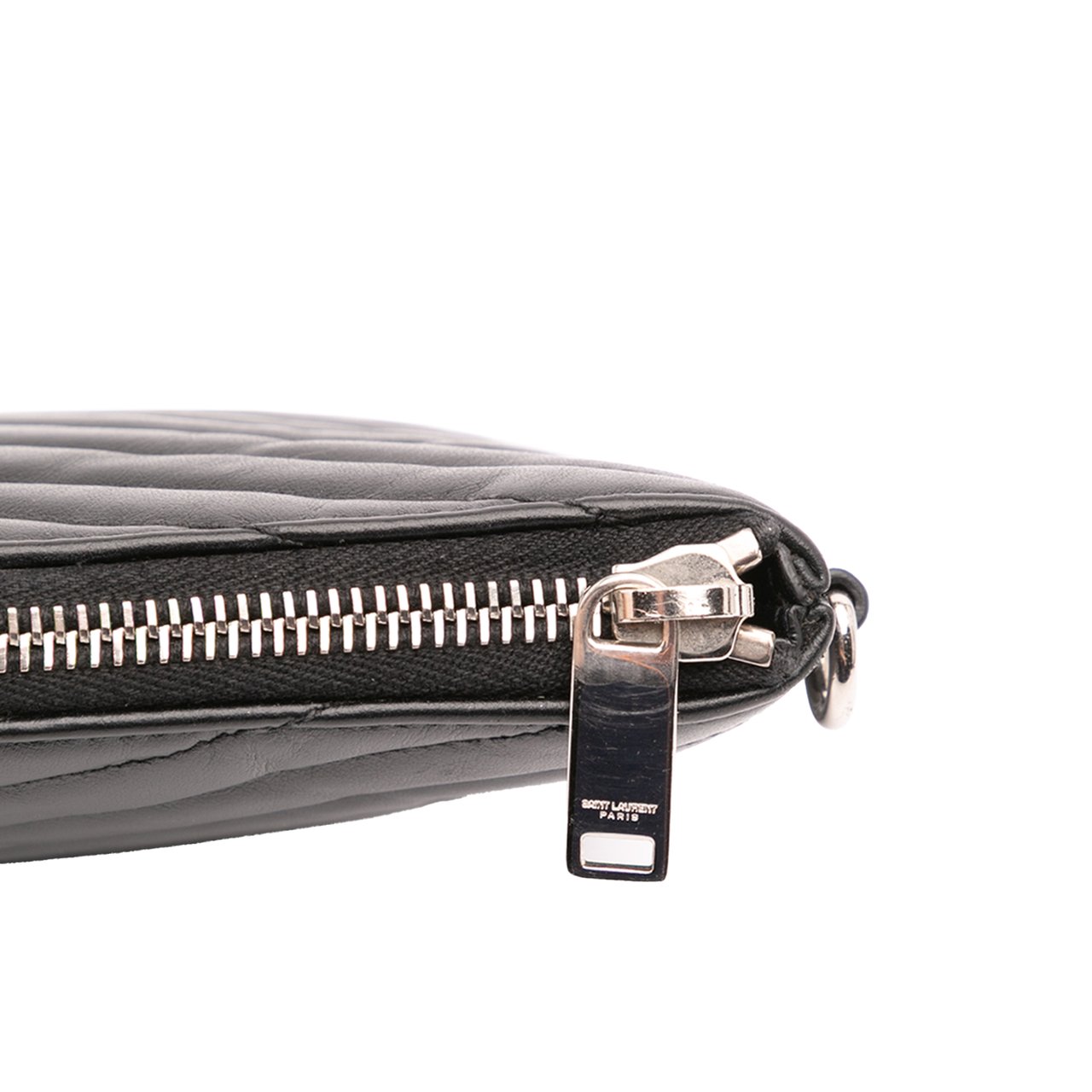 Saint Laurent Calfskin Matelasse Monogram Document Holder Zwart