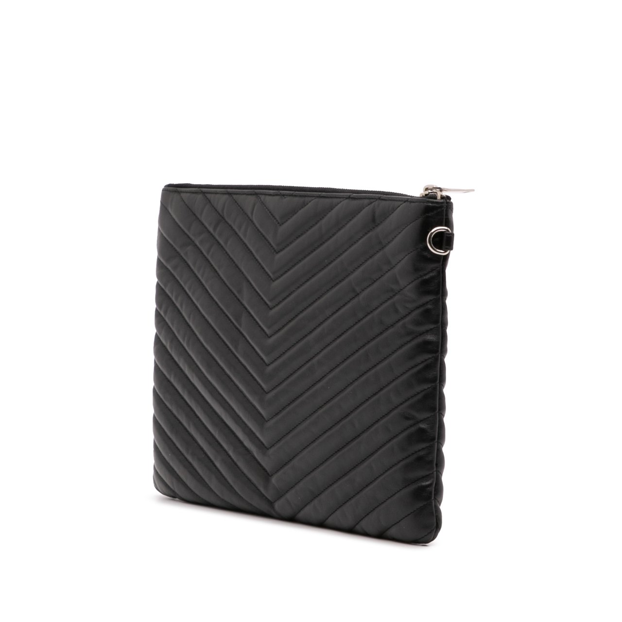 Saint Laurent Calfskin Matelasse Monogram Document Holder Zwart