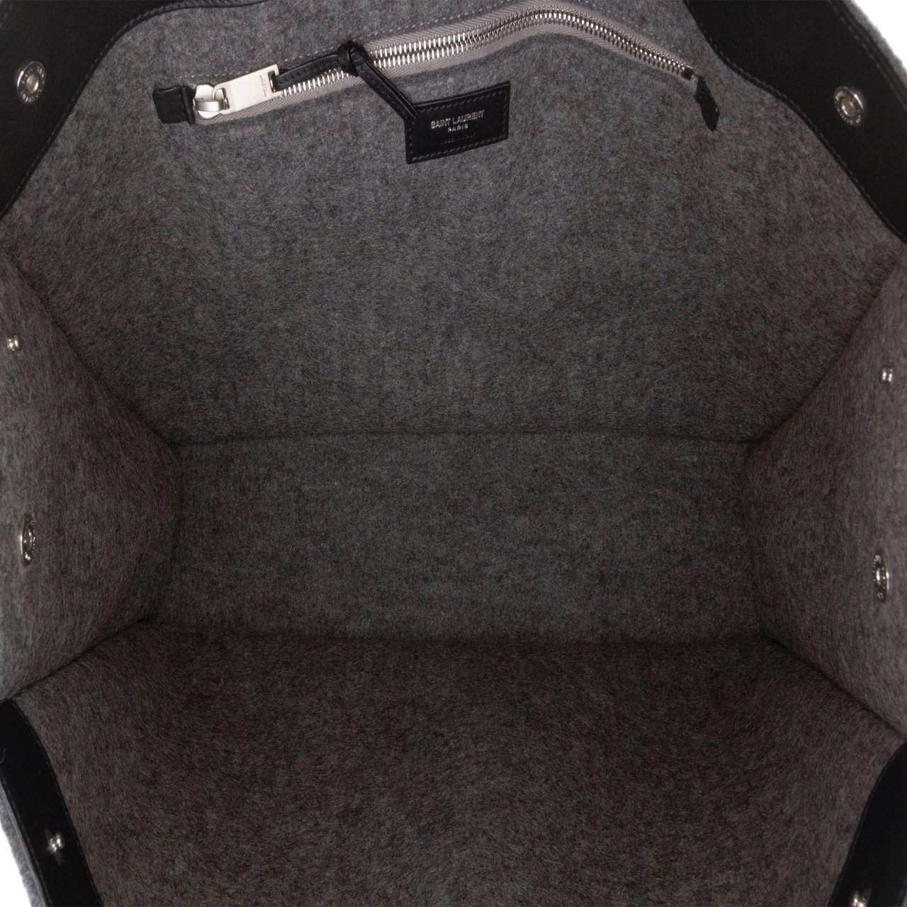 Saint Laurent Large Wool Rive Gauche Tote Grijs