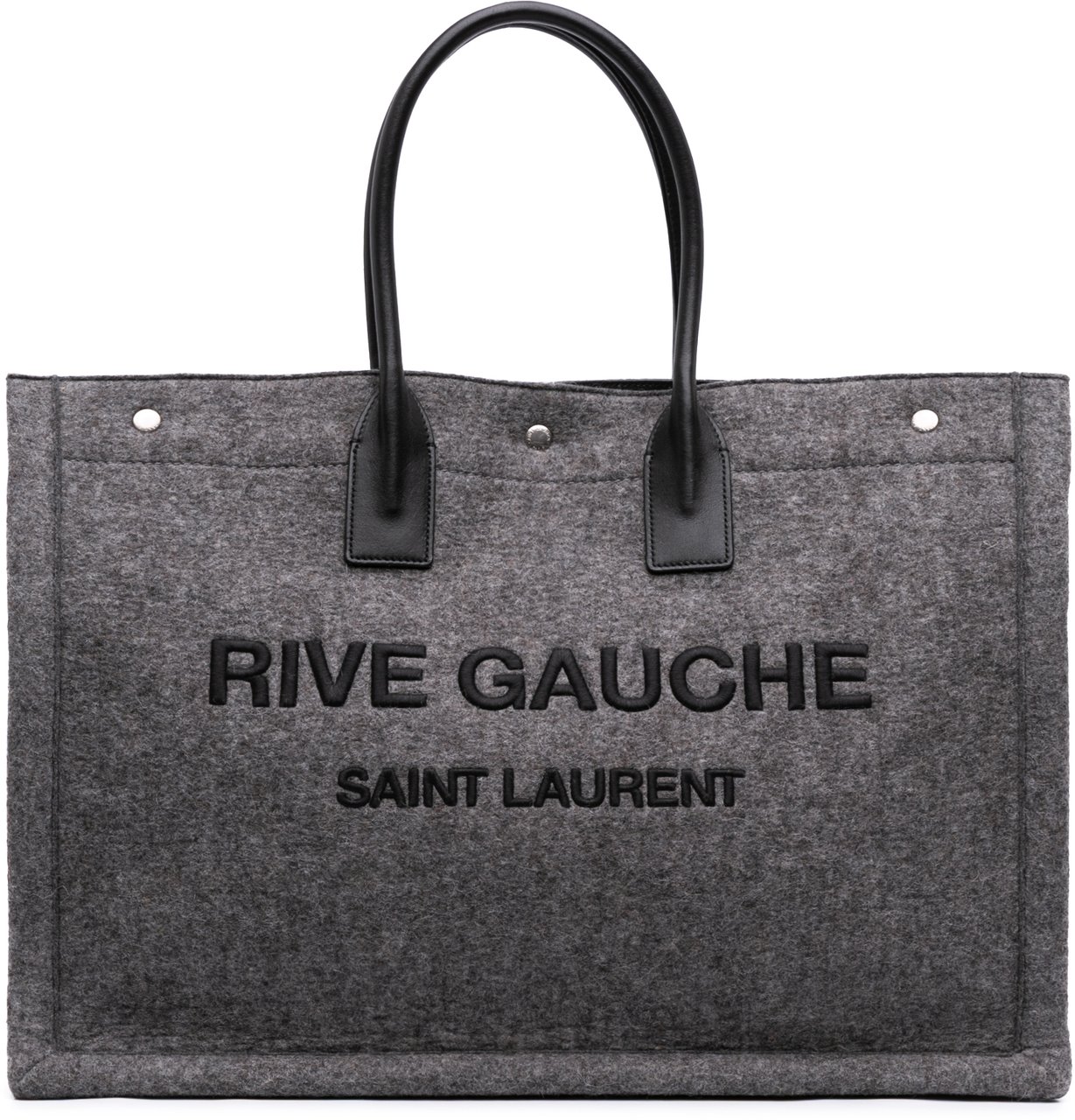 Saint Laurent Large Wool Rive Gauche Tote Grijs